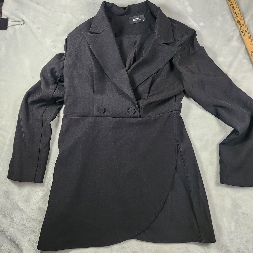 Cider Black Mini Wrap Whimsigoth Blazer Dress M Old Money Business‎ Chic Classic